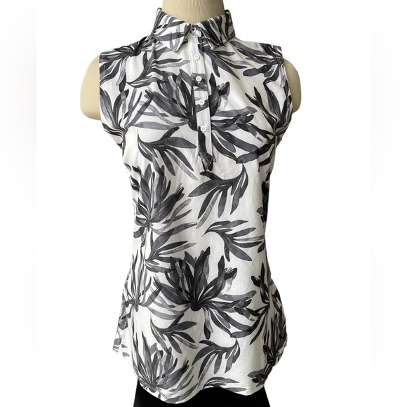 PUMA GOLF Black White Palm Sleeveless Polo Moisture Wicking UPF Resort Small - Picture 3 of 15